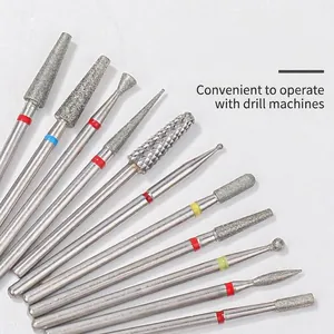 Professional nail drill bit set with various diamond and tungsten steel heads for manicure