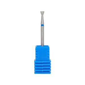 Professional inverted cone diamond nail drill bit with blue protective base for cuticle care