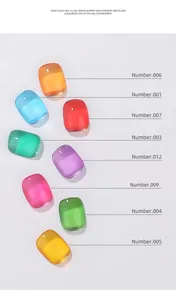 Affichage détaillé de gels à ongles en verre bonbon colorés avec numéros