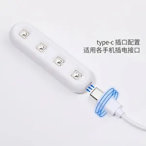 Portable mini UV LED nail lamp dryer with 4 beads and USB Type-C charging cable