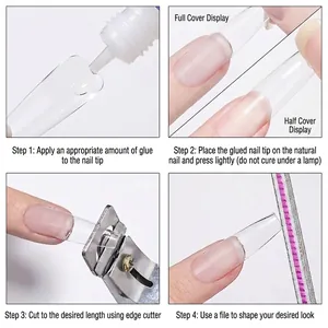 Gedetailleerde 4-stappen tutorial voor het aanbrengen van kunstnagels met sterke nagellijm