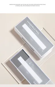 Detail view of the portable handheld rechargeable UV nail lamp in professional packaging