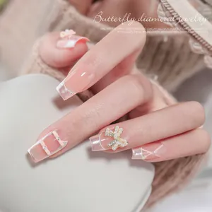 3D bow nail art accessories with sparkling zircons and delicate pearls for manicures