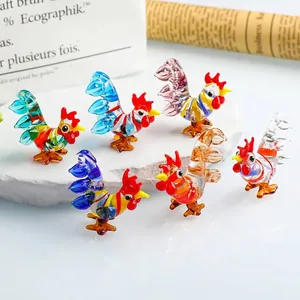 Miniature Ceramic Rooster Figurine Colorful Cartoon Animal Statue Handmade Desktop Decor Micro Landscape Ornament For Home