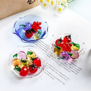 Light Luxury Mini Crystal Fruit Ornaments Miniature Apple Grapes Pumpkin Figurines For Living Room Hotel Home Tabletop Decor