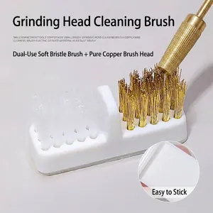 Brosse Nettoyage Embouts Ponceuse Ongles Double Tête Fil Cuivre Poils Nylon Outil Entretien Manucure Professionnel