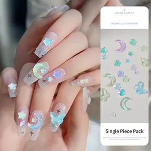 Decoratieve K9 kristallen nail art bedeltjes met ster-, maan- en vlindervormen in pastelkleur