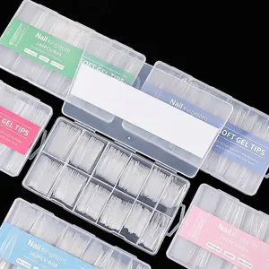 Extra Long Transparent Soft Gel Nail Tips Clear French Style Coffin Stiletto Square Pipe False Nails For Women DIY Salon Manicure