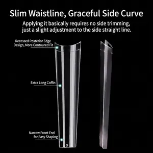Extra long transparent coffin fake nail tips for professional salon-quality manicures