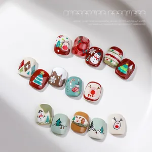 Exquisite 3D embossed Christmas nail stickers featuring snowman and reindeer patterns
