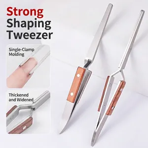 Clip de Mise en Forme des Ongles Professionnel en Acier Inoxydable Avec Manche en Bois Outil de Manucure Précis pour Gel et Acrylique