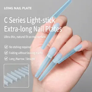 Ultradunne Naadloze Transparante Kunstnageltips Lange Doodskist Ovaal Druppel Vormen Voor Vrouwen Professionele Nagelkunst Verlenging Accessoires