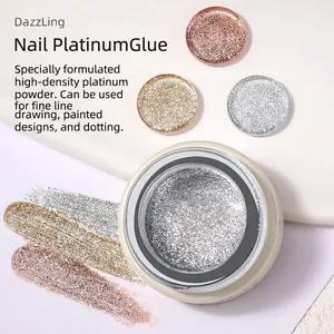 Dazzling High Density Platinum Nail Glue Sparkling Metallic Painting UV Gel Gold Silver Champagne Glitter Nail Art Polish