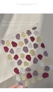 3D embossed wax seal nail stickers in macaron purple and red colors for DIY manicure.