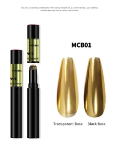 Detailansicht des goldenen Magic Mirror Pens mit Effekten auf schwarzer und klarer Basis