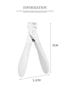 White high hardness stainless steel nail clipper detail with 9cm by 5.2cm size markings