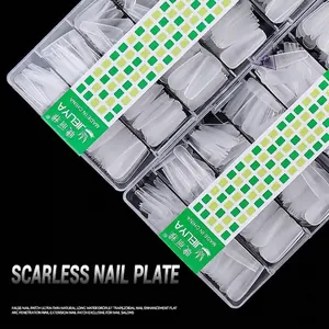 Professional Ultra-Thin Frosted Transparent False Nail Tips Long Water Drop Trapezoid Shape Seamless Full Cover Press On Nails For Salon Manicure