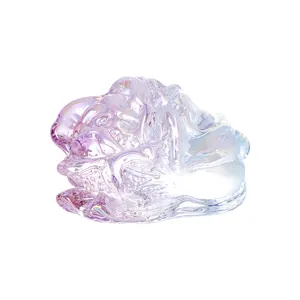 Close-up macro detail of an iridescent crystal cabbage ornament with holographic aura finish
