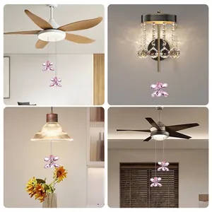 Colgantes de flores de cristal rosa para cadenas de ventiladores de techo decorativas