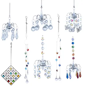 Collection of crystal suncatcher pendants in multiple styles for garden and home decor