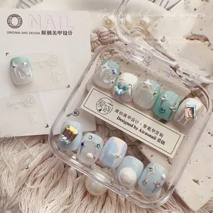 3D Reliëf Nagelstickers Frans Ster Hart Lint Ontwerp Strass Kunstparel Minimalistische Manicure Decor Voor Dames