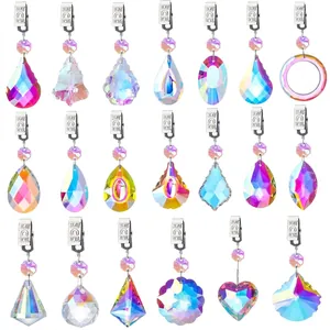Poids de Nappe en Cristal K9 Couleur AB Forme de Coeur et Larme Avec Clips Métalliques pour Décoration de Table
