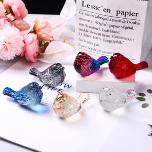 Light Luxury White Crystal Bird Figurine Ornament Modern Minimalist Colorful Animal Glass Bird For Home Living Room Decor