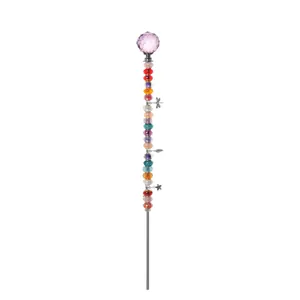 Paletto decorativo in cristallo per giardino con perle colorate per vasi di fiori.