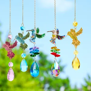 Attrape-Soleil en Cristal Colibri Carillon à Vent Oiseau en Strass Décoration pour Maison Fenêtre Voiture Jardin
