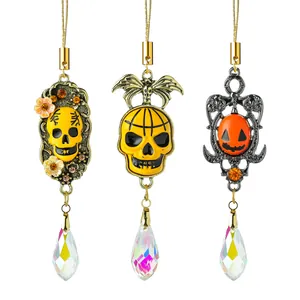 Set de atrapasoles de Halloween con calabaza de cristal y calavera para colgar coche