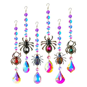 Set di 6 acchiappasole in cristallo a forma di insetto colorato con prismi AB decoro