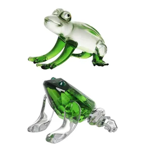 Exquisite green glass frog figurines for home decor and tabletop display