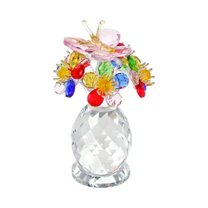 Bouquet de fleurs en cristal élégant avec ornement papillon pour la décoration intérieure