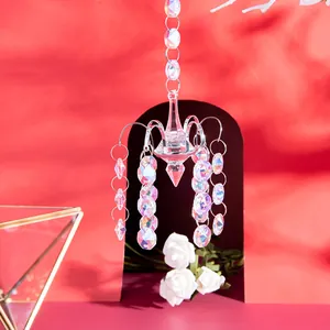 Decorative crystal chandelier pendant with vibrant light reflections for garden