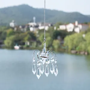 Elegant crystal suncatcher pendant with faceted teardrop beads for garden decoration