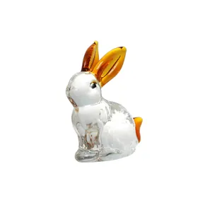 Luxe kristallen glazen konijnenfiguur met champagne oren voor elegante woondecoratie