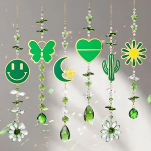 Kristallen Zonnevanger Tuin Windgong Buiten Hangend Kristallen Ornament Vlinder Maan Glimlach Hart Cactus Decoratieve Hanger Tuindecoratie