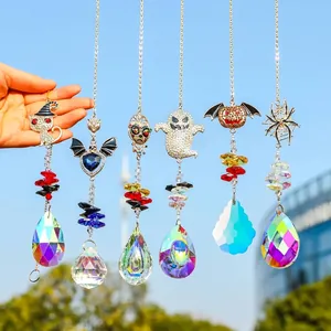 Halloween crystal suncatchers with sparkling rhinestone charms for garden decoration