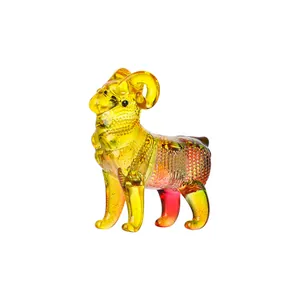 Elegante statuetta capra in cristallo colorato ornamento ariete per casa di lusso
