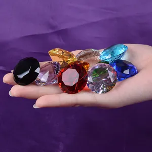 Multicolor K9 Crystal Glass Diamond Ornament 30mm Multi-Faceted Cut Paperweight For Home Decor Counter Wedding Display