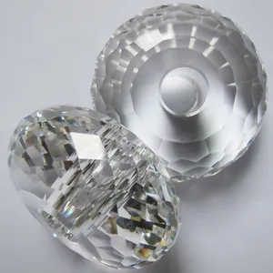 Close-up of faceted crystal beads for lighting accessories with abacus shape