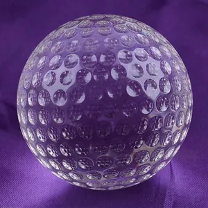 Transparent K9 Crystal Ball Ornament Creative Golf Ball Pattern Home Office Desktop Decor Crystal Sphere Only Without Base
