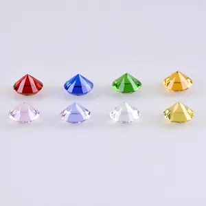Set of 8 multi-colored 3cm crystal glass diamonds for home decoration and crafts.