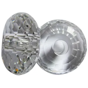Close-up view of clear faceted crystal beads for lighting accessories and crafts