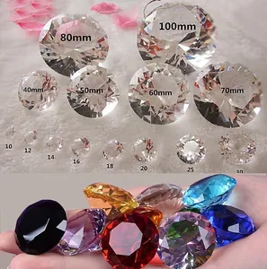 Presse-papier Diamant en Cristal K9 Transparent Ornement en Verre Facetté pour Maison Bureau Table Mariage Fête Artisanat Cadeau