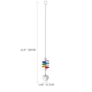 Detail of multi-color beads and heart crystal pendant with height 30cm measurement