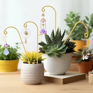 Set di paletti decorativi in cristallo acchiappasole con aste dorate per vasi