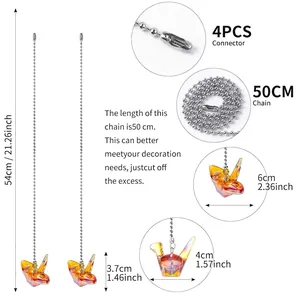Detailed view of crystal origami crane sun catcher with dimensions and chain info