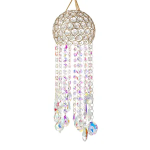 Decorative crystal suncatcher wind chime with AB color beads for garden hanging display