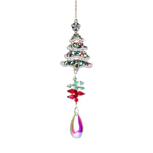Elegant Christmas tree crystal suncatcher hanging ornament for garden or home decor